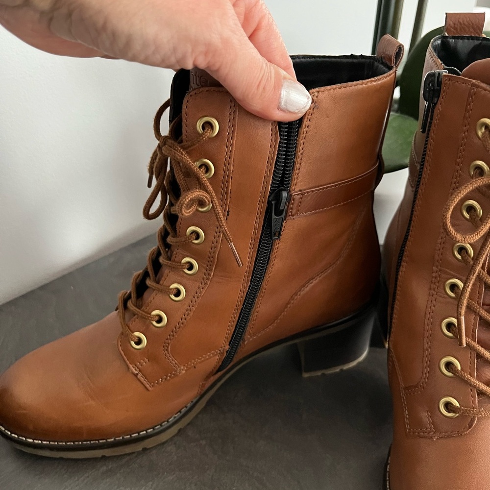 Remonte Brown Lace-Up Leather Ankle Boots - Picture 4 of 9
